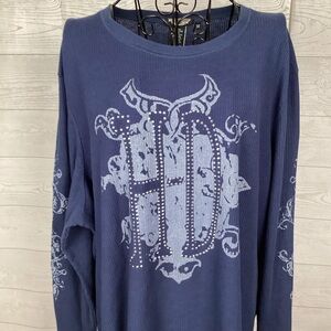 Blue Long Sleeve Graphic Top